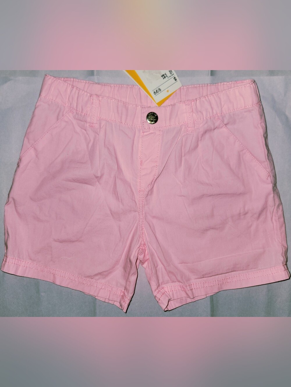 H&M Girls Cotton Shorts Adjustable Waist Size 7/8Y NWT Pink